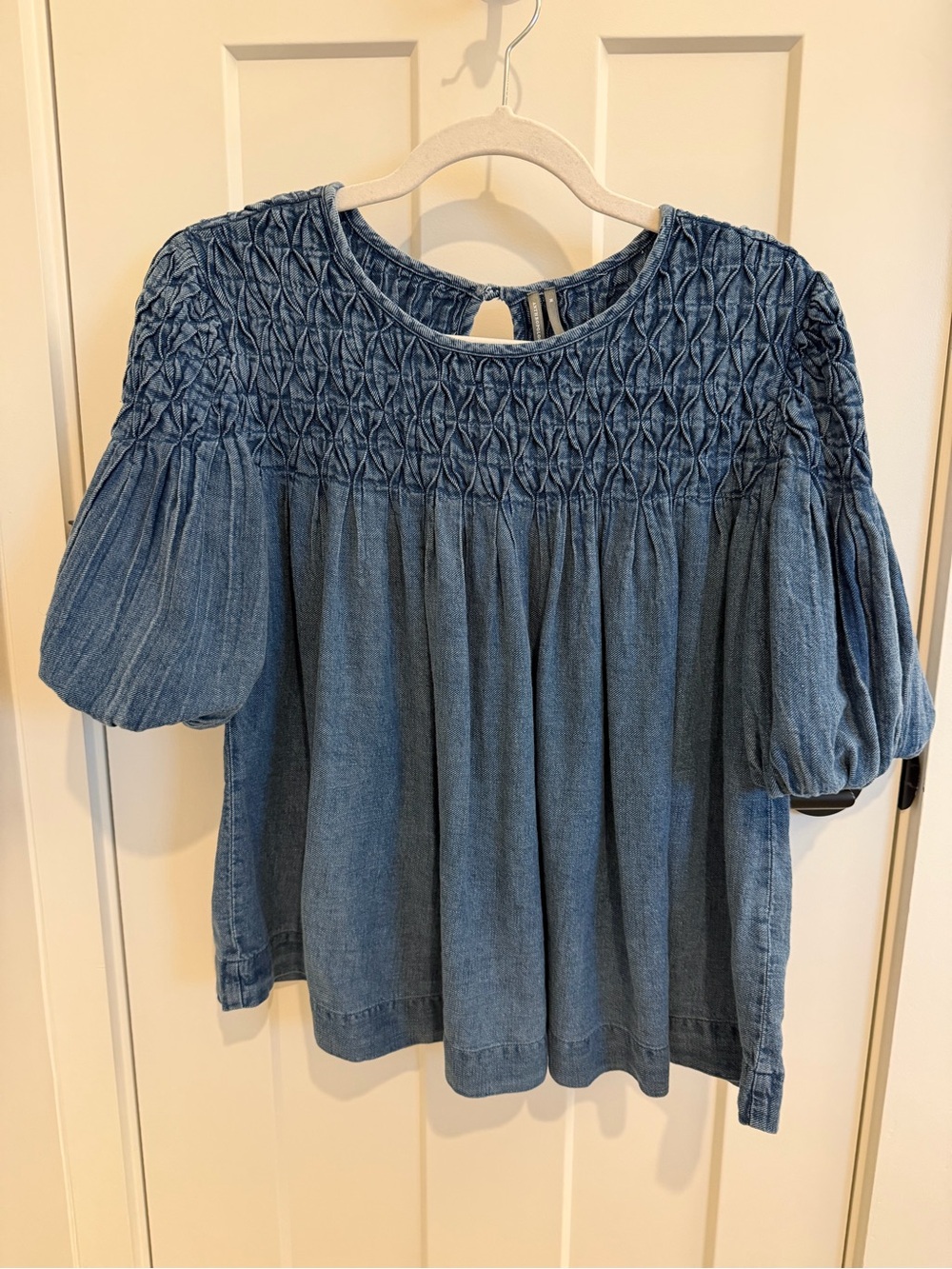 Anthropologie Smocked Denim Blouse